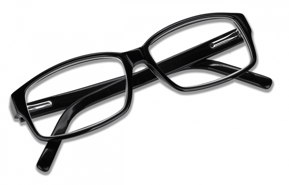 Black glasses. Очки вид сверху на прозрачном фоне. Очки вид сверху фон.